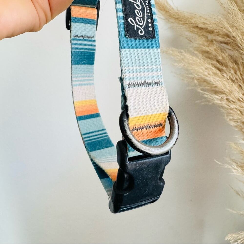 LEEDS Doheny White Blue Stripe Dog Leash Buckle Collar Step Harness $135 Set - Picture 6 of 16